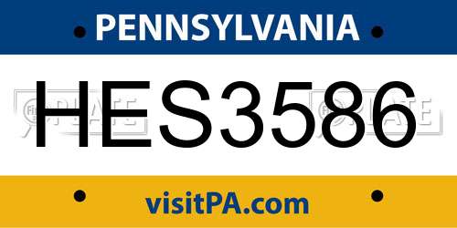 HES3586 Pennsylvania License Plate