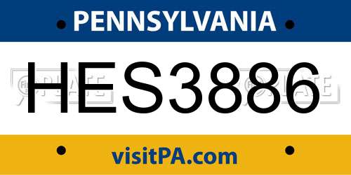 HES3886 Pennsylvania License Plate