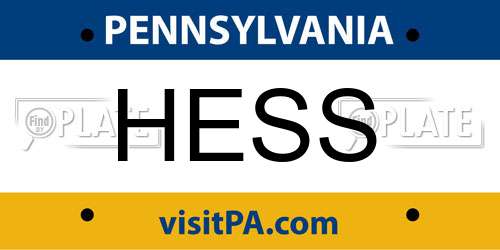 HESS Pennsylvania License Plate
