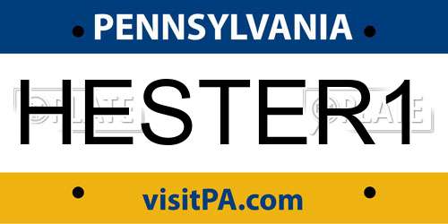 HESTER1 Pennsylvania License Plate