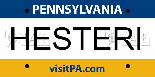 HESTERI Pennsylvania License Plate