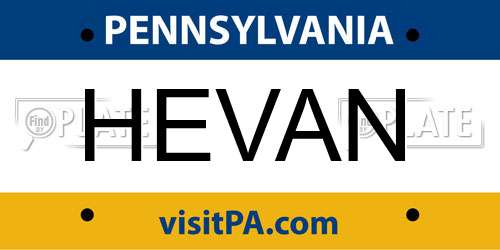 HEVAN Pennsylvania License Plate