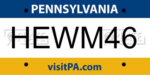 HEWM46 Pennsylvania License Plate