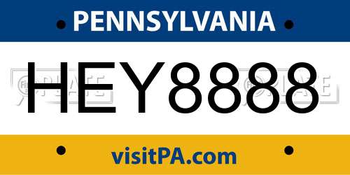 HEY8888 Pennsylvania License Plate