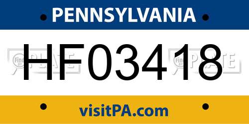 HF03418 Pennsylvania License Plate