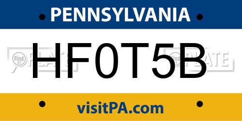 HF0T5B Pennsylvania License Plate