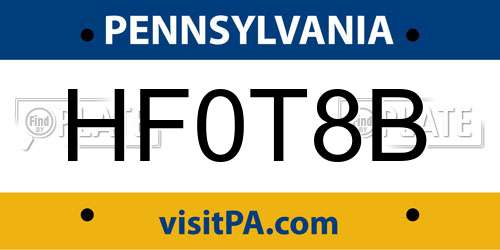 HF0T8B Pennsylvania License Plate