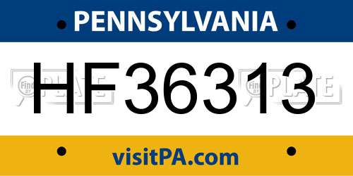 HF36313 Pennsylvania License Plate