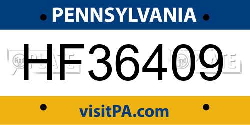 HF36409 Pennsylvania License Plate