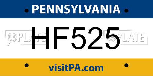 HF525 Pennsylvania License Plate