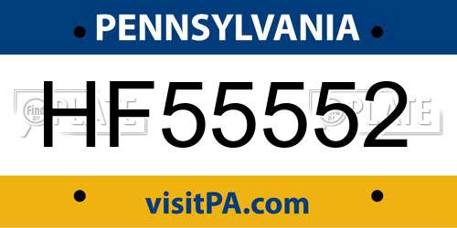 HF55552 Pennsylvania License Plate