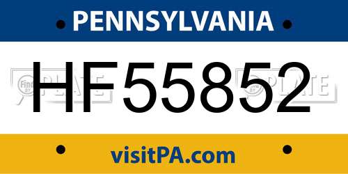 HF55852 Pennsylvania License Plate
