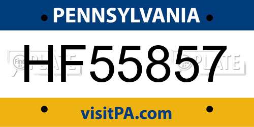 HF55857 Pennsylvania License Plate