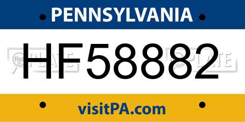 HF58882 Pennsylvania License Plate