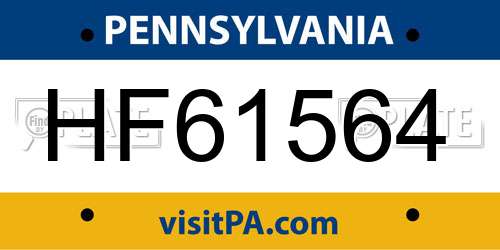 HF61564 Pennsylvania License Plate