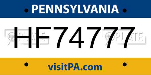 HF74777 Pennsylvania License Plate