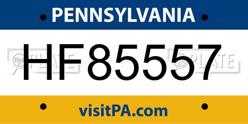 HF85557 Pennsylvania License Plate