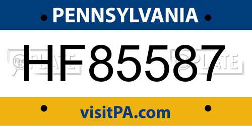 HF85587 Pennsylvania License Plate