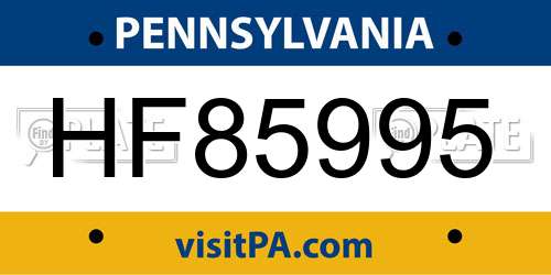 HF85995 Pennsylvania License Plate