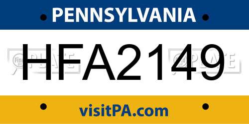 HFA2149 Pennsylvania License Plate