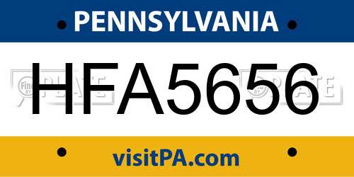 HFA5656 Pennsylvania License Plate