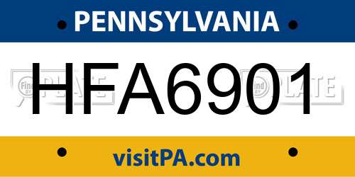 HFA6901 Pennsylvania License Plate