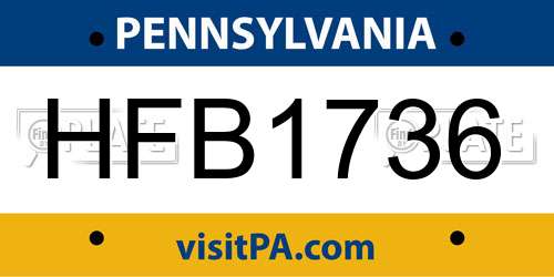 HFB1736 Pennsylvania License Plate