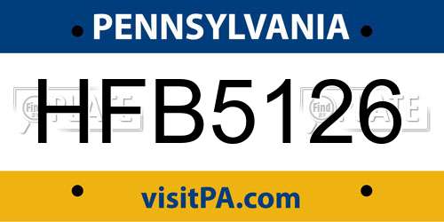 HFB5126 Pennsylvania License Plate