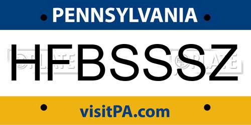 HFBSSSZ Pennsylvania License Plate