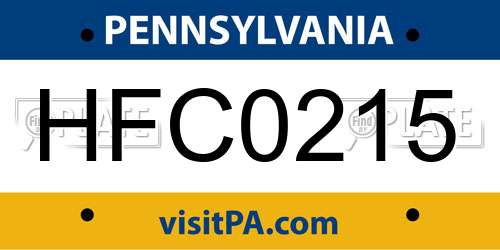 HFC0215 Pennsylvania License Plate