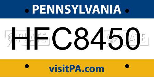 HFC8450 Pennsylvania License Plate