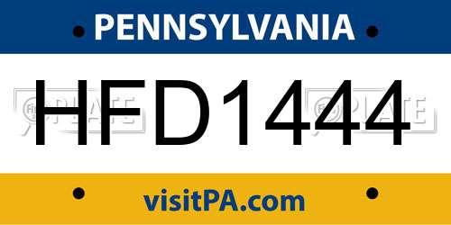 HFD1444 Pennsylvania License Plate