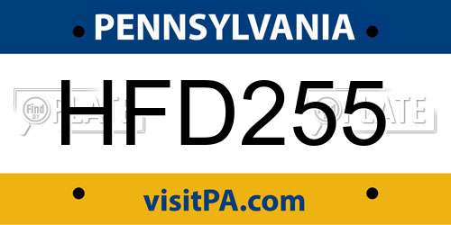 HFD255 Pennsylvania License Plate