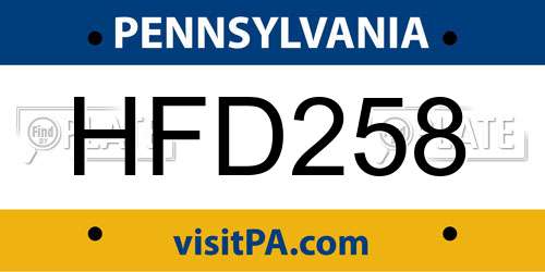 HFD258 Pennsylvania License Plate