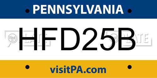 HFD25B Pennsylvania License Plate