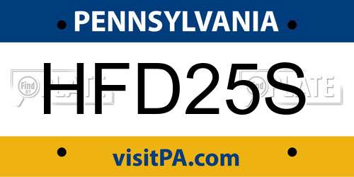 HFD25S Pennsylvania License Plate