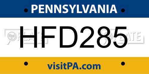 HFD285 Pennsylvania License Plate