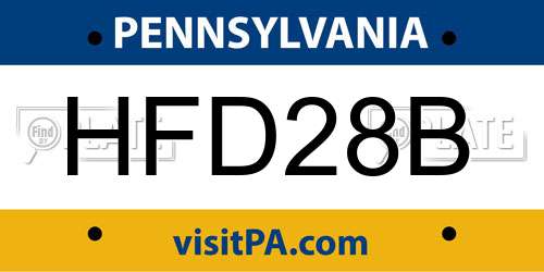HFD28B Pennsylvania License Plate
