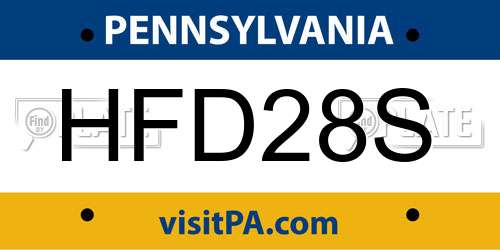 HFD28S Pennsylvania License Plate