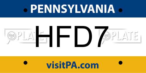 HFD7 Pennsylvania License Plate