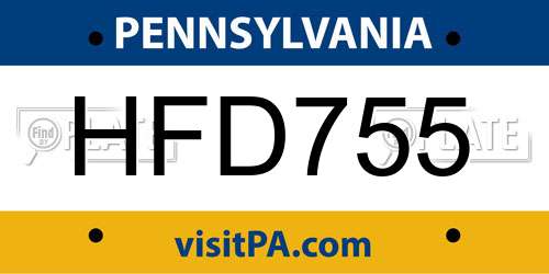 HFD755 Pennsylvania License Plate