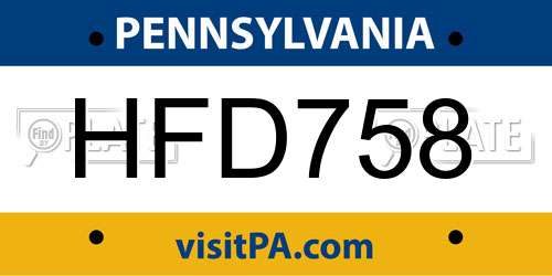 HFD758 Pennsylvania License Plate