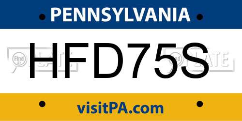 HFD75S Pennsylvania License Plate