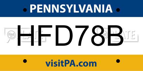 HFD78B Pennsylvania License Plate