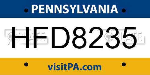 HFD8235 Pennsylvania License Plate