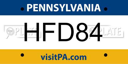 HFD84 Pennsylvania License Plate