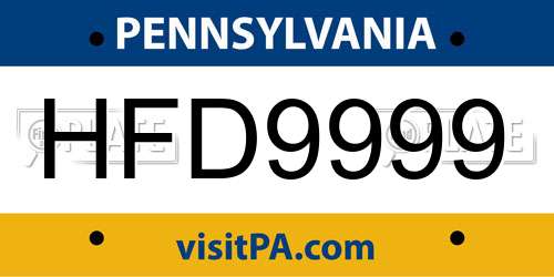HFD9999 Pennsylvania License Plate