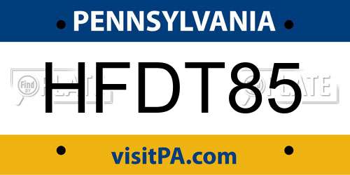 HFDT85 Pennsylvania License Plate