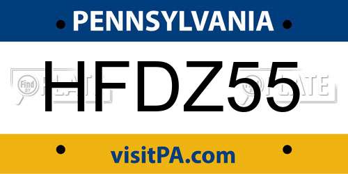 HFDZ55 Pennsylvania License Plate