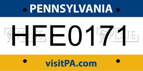 HFE0171 Pennsylvania License Plate